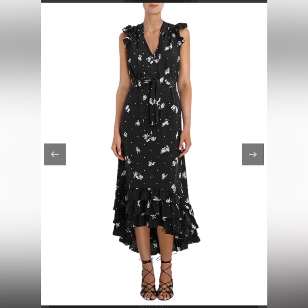 Zimmerman Flutter Smock Dress Black Silk Midi sz 0 (xs) US size 2–4 *Derby *Oaks